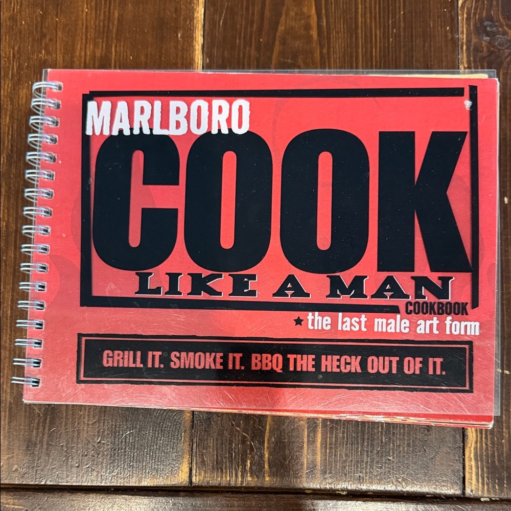 Collectible Marlboro Red and Black 'Cook Like a Man' Spiral Cookbook